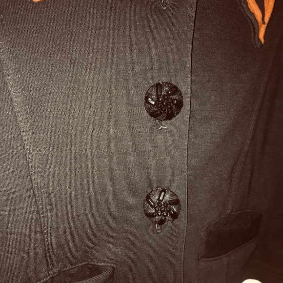 1980s womens Black cropped jacket animal print, sequins CLOTHES AND EFFECT - Picture 3 of 7